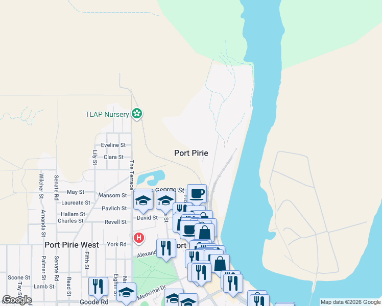 map of restaurants, bars, coffee shops, grocery stores, and more near in Port Pirie Regional Council