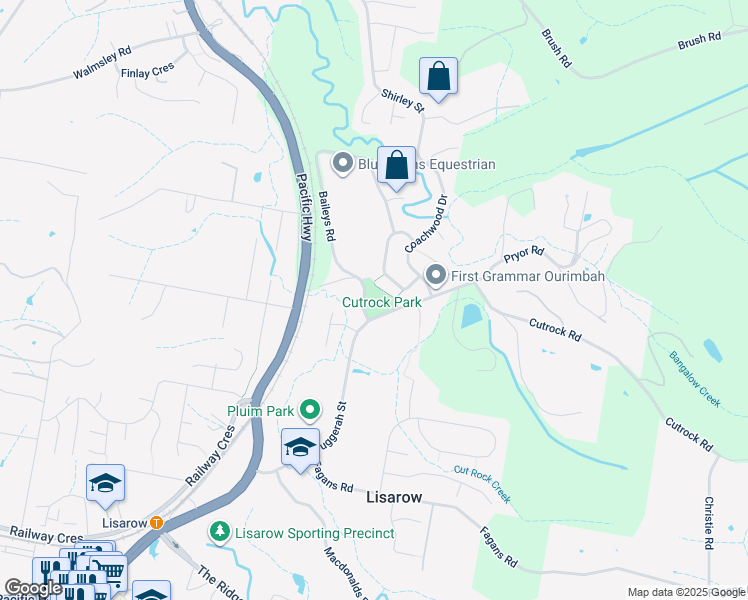 map of restaurants, bars, coffee shops, grocery stores, and more near LOT 99 Tallowood Crescent in Ourimbah