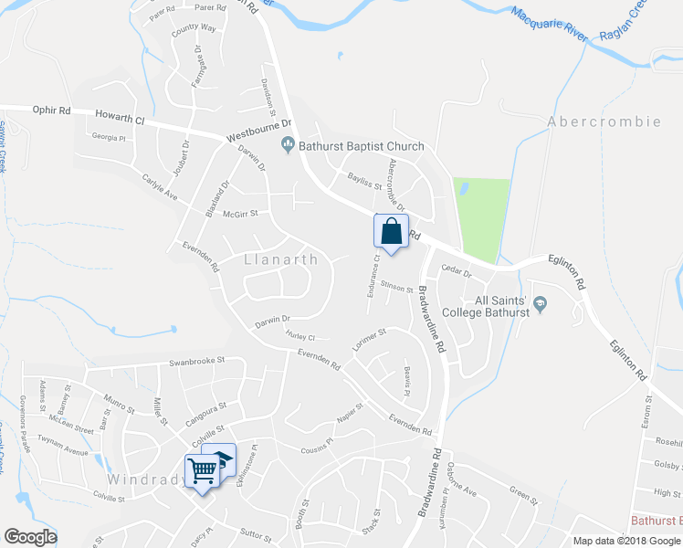 map of restaurants, bars, coffee shops, grocery stores, and more near 39 Darwin Drive in Llanarth