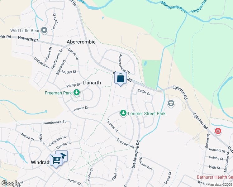 map of restaurants, bars, coffee shops, grocery stores, and more near 13 Stinson Street in Llanarth