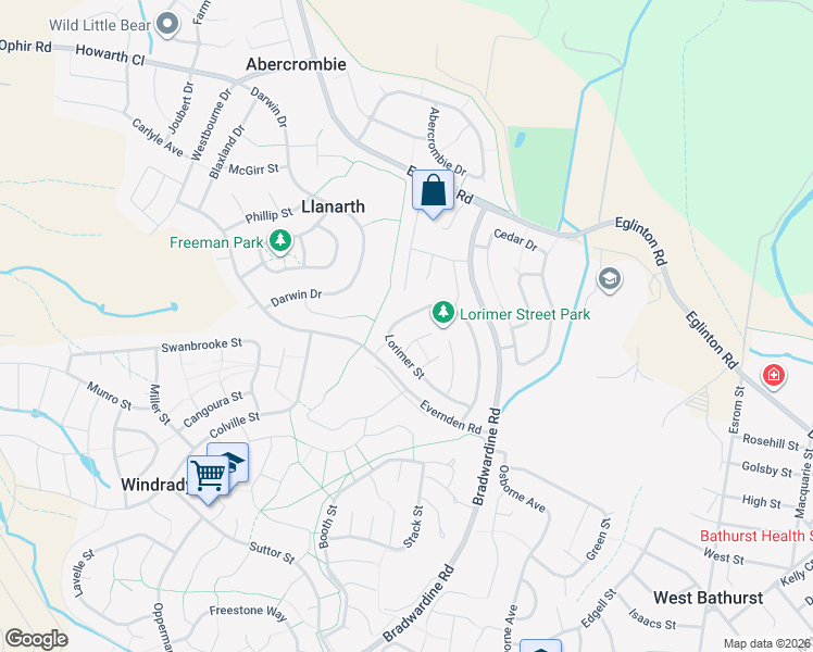 map of restaurants, bars, coffee shops, grocery stores, and more near 42 Lorimer Street in Llanarth