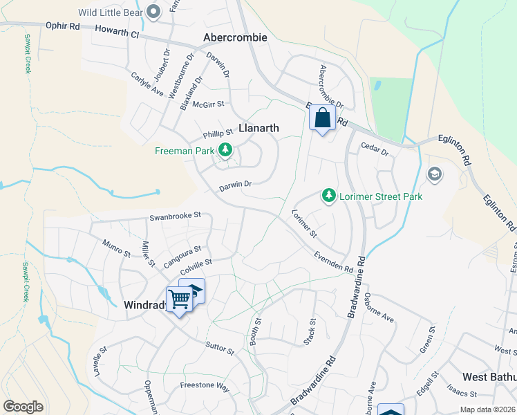 map of restaurants, bars, coffee shops, grocery stores, and more near 73 Evernden Road in Windradyne