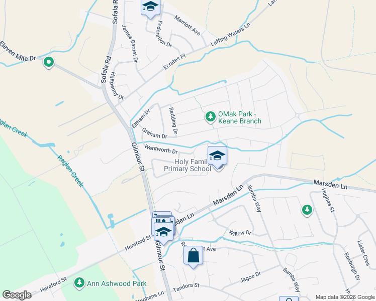 map of restaurants, bars, coffee shops, grocery stores, and more near 36 Wentworth Drive in Kelso