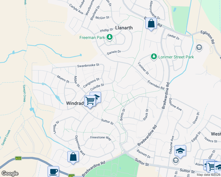 map of restaurants, bars, coffee shops, grocery stores, and more near 8 Deniehy Place in Windradyne