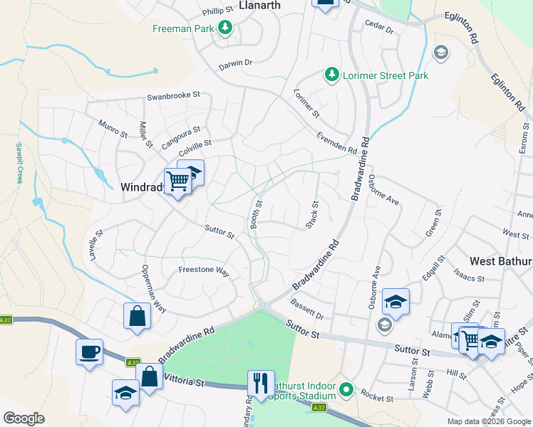 map of restaurants, bars, coffee shops, grocery stores, and more near 6 Wilkinson Place in Windradyne