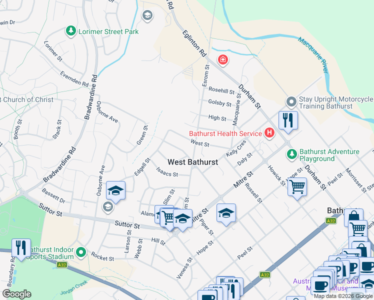 map of restaurants, bars, coffee shops, grocery stores, and more near 309 Keppel Street in West Bathurst