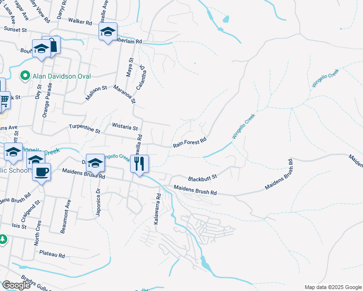 map of restaurants, bars, coffee shops, grocery stores, and more near 21 Rain Forest Road in Wyoming