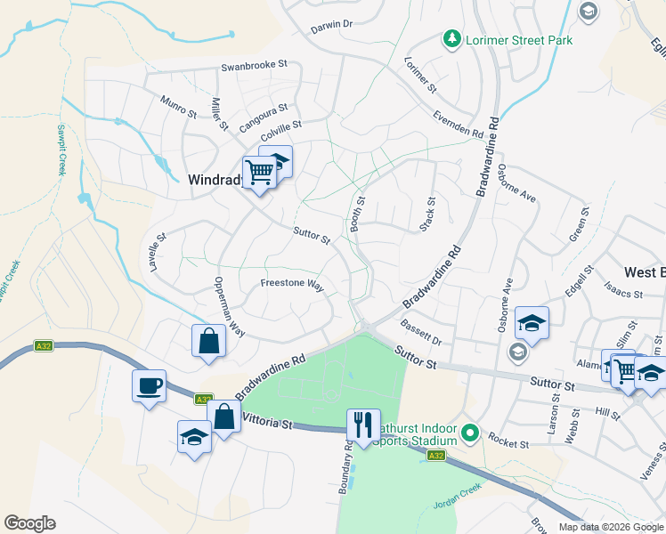 map of restaurants, bars, coffee shops, grocery stores, and more near 4 Nightmarch Parade in Windradyne
