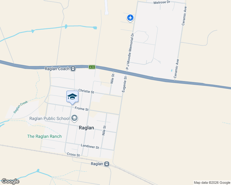map of restaurants, bars, coffee shops, grocery stores, and more near 66 Christie Street in Raglan