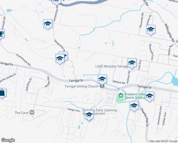 map of restaurants, bars, coffee shops, grocery stores, and more near 42 Mittara Road in Terrigal