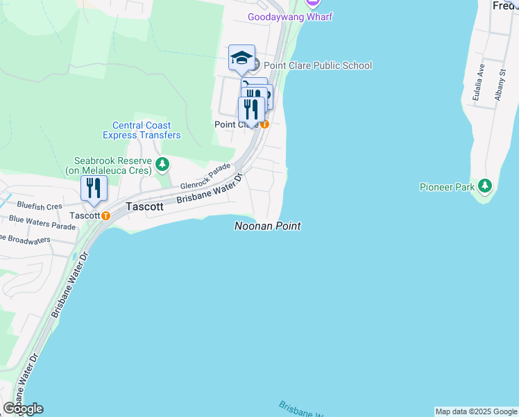 map of restaurants, bars, coffee shops, grocery stores, and more near 10 Noonan Point Avenue in Point Clare