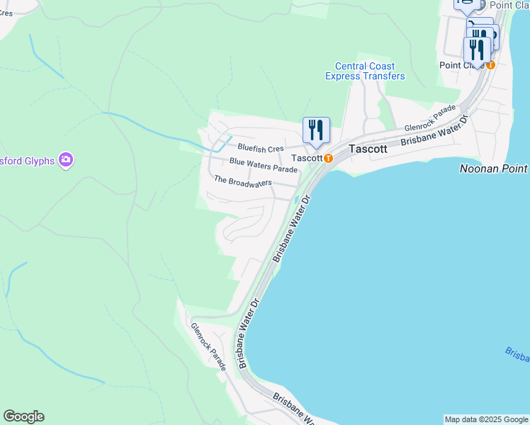 map of restaurants, bars, coffee shops, grocery stores, and more near 18 Sandstone Crescent in Tascott