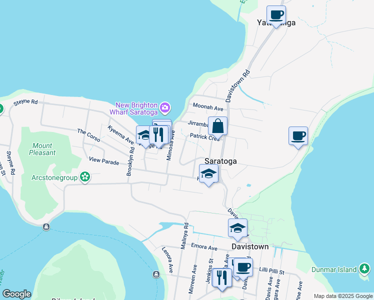 map of restaurants, bars, coffee shops, grocery stores, and more near 42 Patrick Crescent in Saratoga