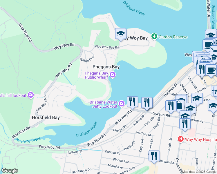 map of restaurants, bars, coffee shops, grocery stores, and more near 10 Monastir Road in Phegans Bay