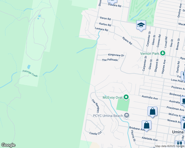 map of restaurants, bars, coffee shops, grocery stores, and more near 36 The Citadel in Umina Beach