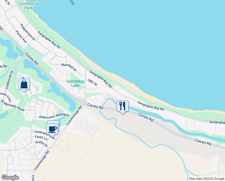map of restaurants, bars, coffee shops, grocery stores, and more near 200 Geographe Bay Road in Quindalup