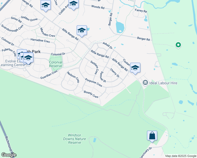 map of restaurants, bars, coffee shops, grocery stores, and more near 32A Samuel Street in Bligh Park