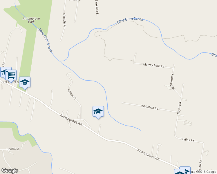map of restaurants, bars, coffee shops, grocery stores, and more near 123 Annangrove Road in Annangrove