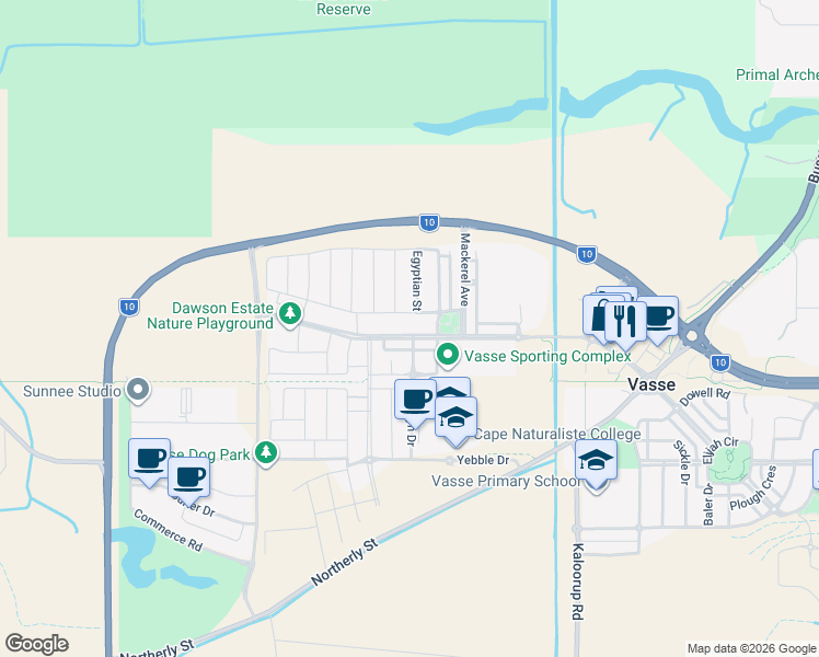 map of restaurants, bars, coffee shops, grocery stores, and more near 108 Napoleon Promenade in Kealy