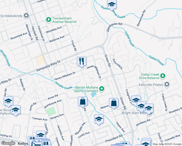 map of restaurants, bars, coffee shops, grocery stores, and more near 10 Cobblers Close in Kellyville