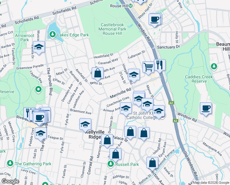 map of restaurants, bars, coffee shops, grocery stores, and more near in Ryde
