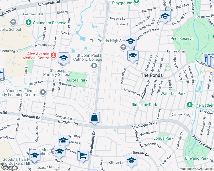 map of restaurants, bars, coffee shops, grocery stores, and more near 41 Blackheath Street in The Ponds