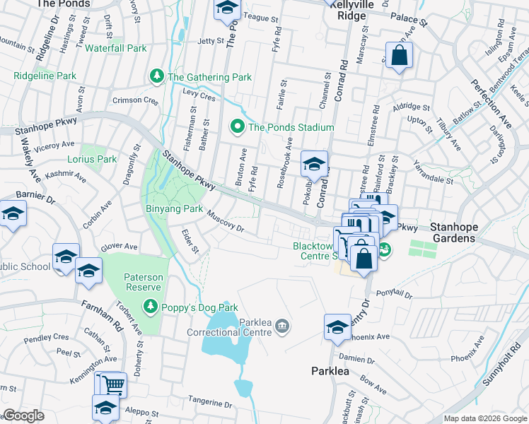 map of restaurants, bars, coffee shops, grocery stores, and more near 15 Tattler Glade in The Ponds