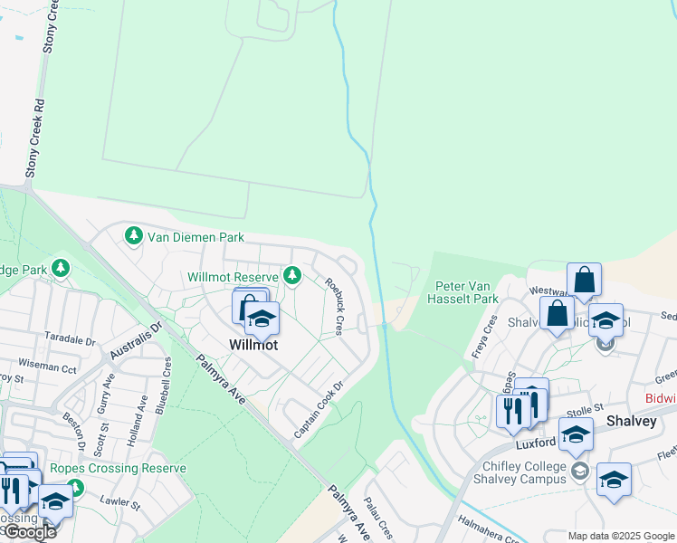 map of restaurants, bars, coffee shops, grocery stores, and more near 89 Captain Cook Drive in Willmot