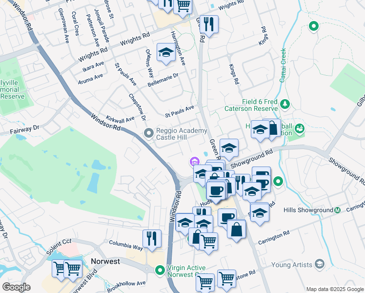 map of restaurants, bars, coffee shops, grocery stores, and more near 4 Castlegate Place in Castle Hill