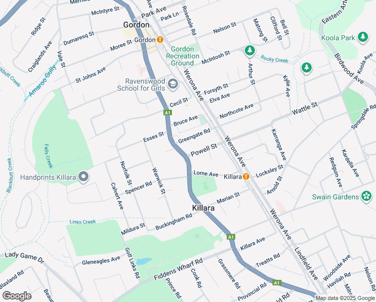 map of restaurants, bars, coffee shops, grocery stores, and more near 645 Pacific Highway in Killara