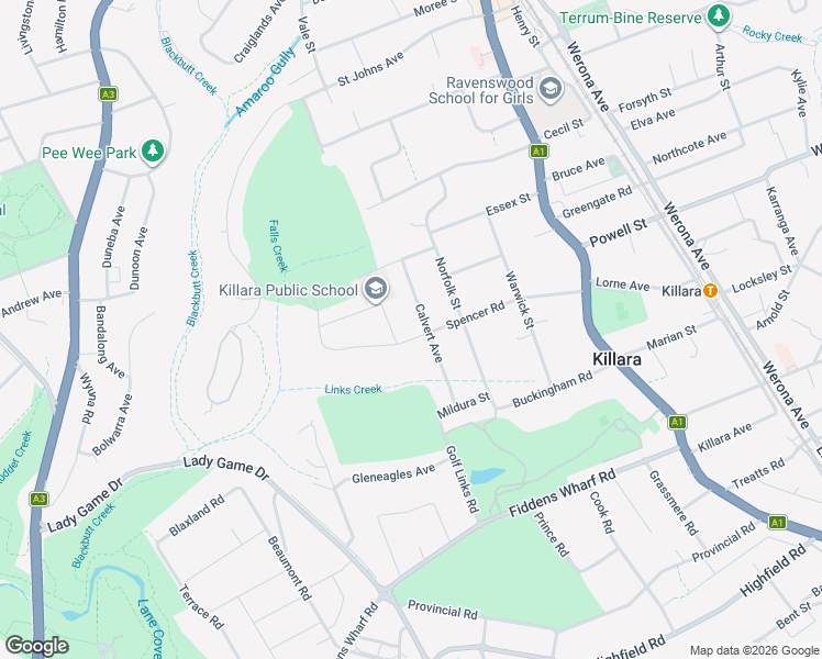 map of restaurants, bars, coffee shops, grocery stores, and more near 61 Spencer Road in Killara