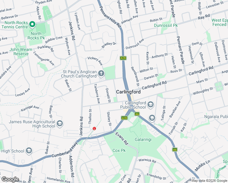 map of restaurants, bars, coffee shops, grocery stores, and more near 8 Young Road in Carlingford