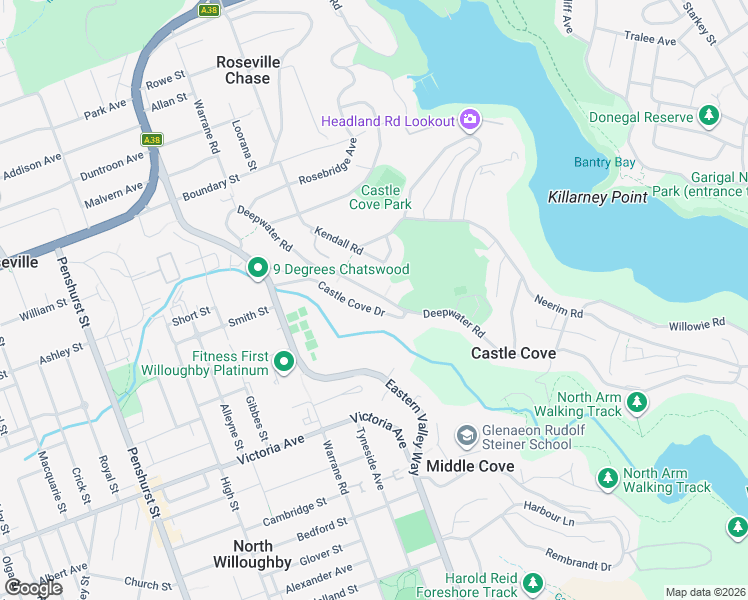 map of restaurants, bars, coffee shops, grocery stores, and more near 81 Deepwater Road in Castle Cove