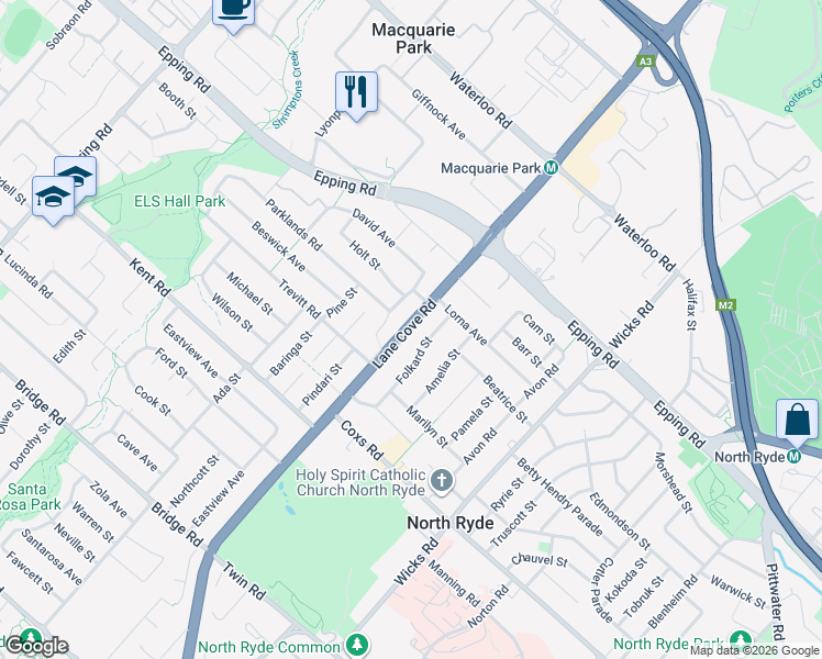 map of restaurants, bars, coffee shops, grocery stores, and more near in 