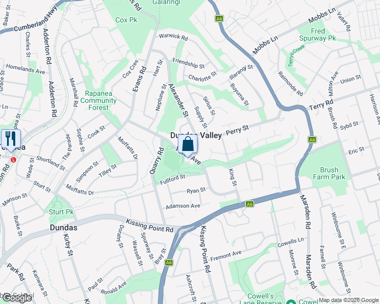 map of restaurants, bars, coffee shops, grocery stores, and more near 53 Yates Avenue in Dundas Valley