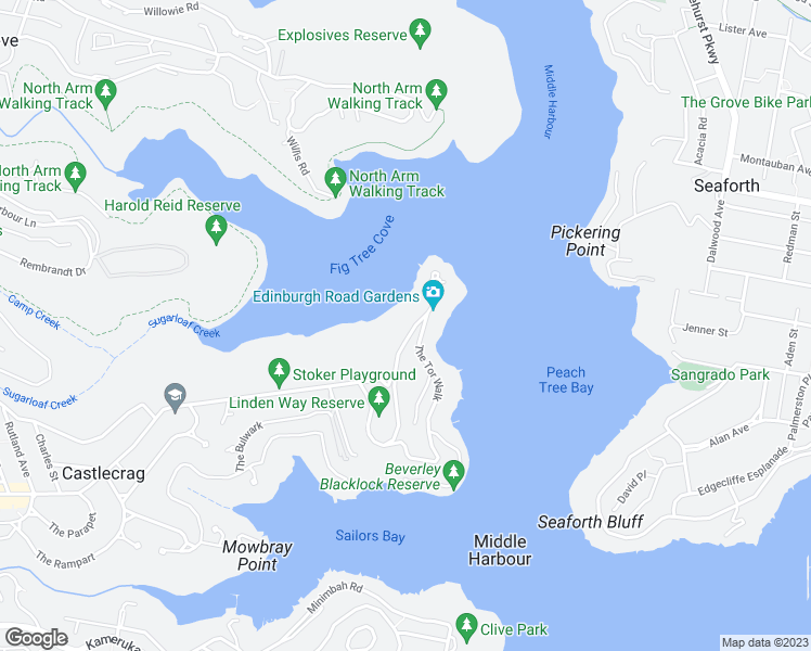 map of restaurants, bars, coffee shops, grocery stores, and more near 325 Edinburgh Road in Castlecrag