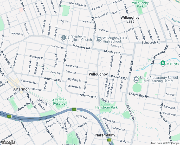 map of restaurants, bars, coffee shops, grocery stores, and more near 12 Julian Street in Willoughby