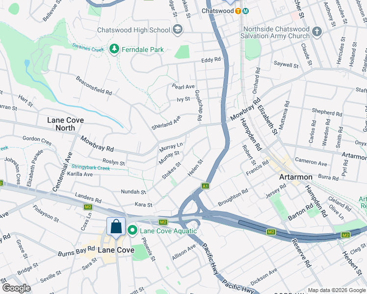 map of restaurants, bars, coffee shops, grocery stores, and more near 6 Lynvale Close in Lane Cove North
