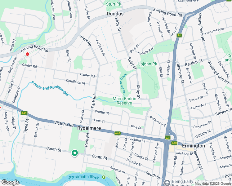 map of restaurants, bars, coffee shops, grocery stores, and more near 13 Parkland Avenue in Rydalmere