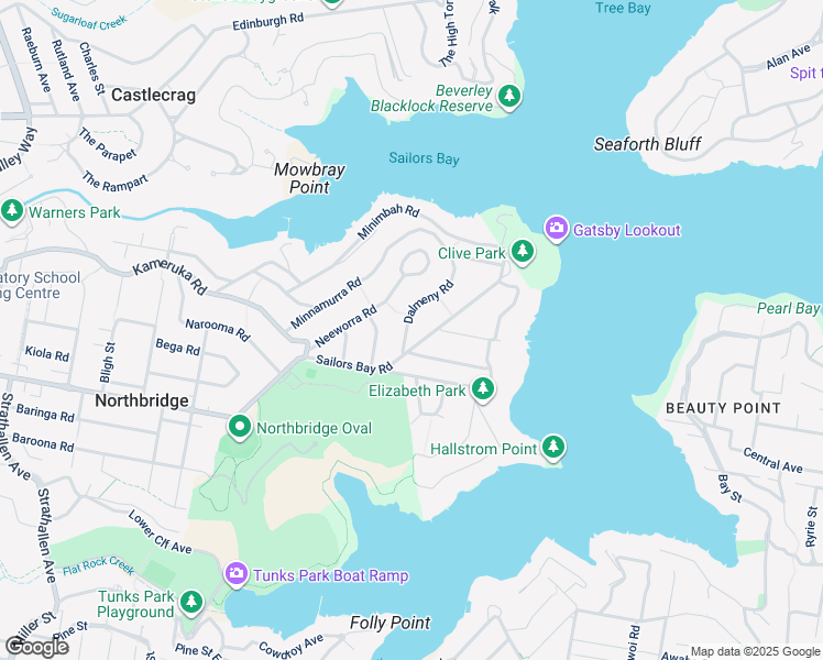 map of restaurants, bars, coffee shops, grocery stores, and more near 38 Dalmeny Road in Northbridge