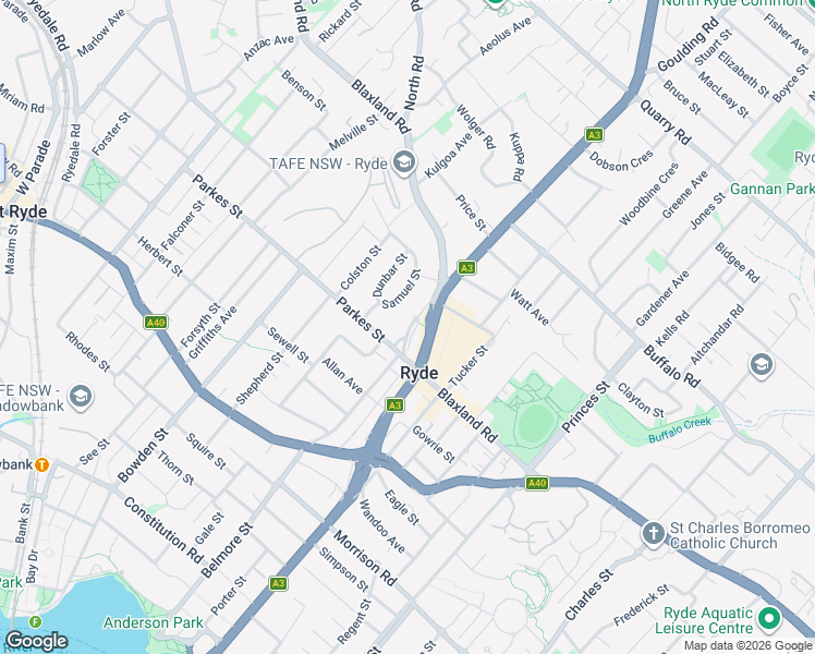 map of restaurants, bars, coffee shops, grocery stores, and more near 5 Pope Street in Ryde