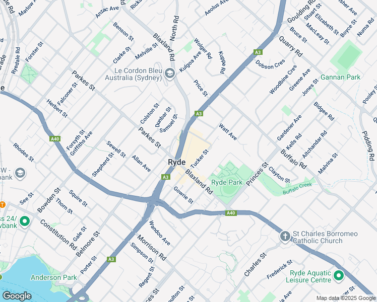 map of restaurants, bars, coffee shops, grocery stores, and more near 4 Devlin Street in Ryde