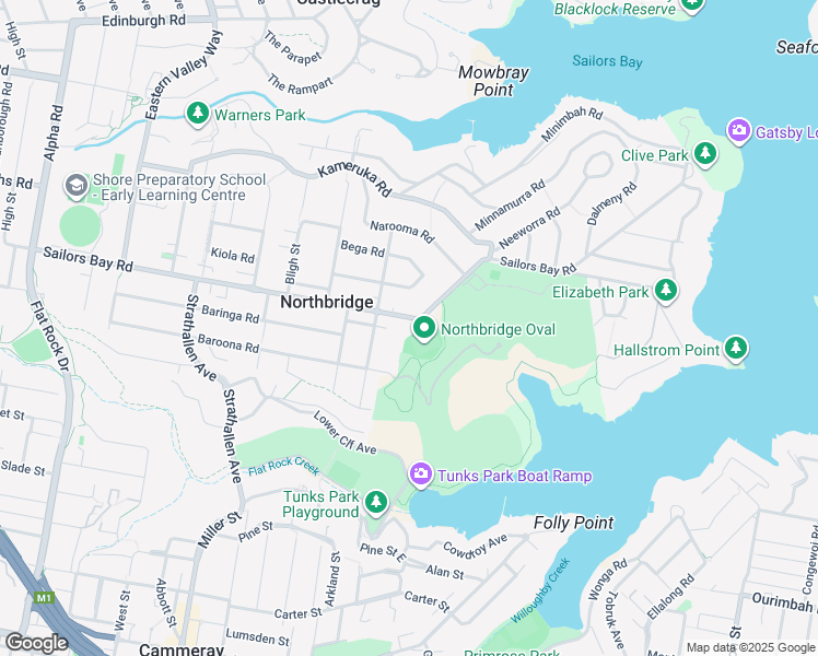 map of restaurants, bars, coffee shops, grocery stores, and more near 347 Sailors Bay Road in Northbridge