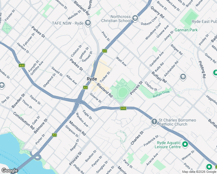 map of restaurants, bars, coffee shops, grocery stores, and more near 65 Argyle Avenue in Ryde
