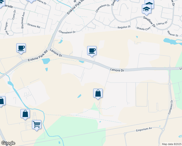 map of restaurants, bars, coffee shops, grocery stores, and more near 1-23 Templar Road in Erskine Park