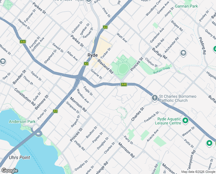 map of restaurants, bars, coffee shops, grocery stores, and more near 688 Victoria Road in Ryde