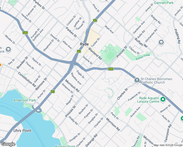 map of restaurants, bars, coffee shops, grocery stores, and more near 23 Gladstone Avenue in Ryde