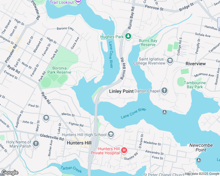 map of restaurants, bars, coffee shops, grocery stores, and more near 15 The Crescent in Linley Point