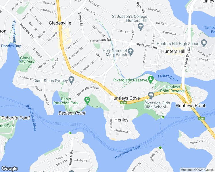 map of restaurants, bars, coffee shops, grocery stores, and more near 14 Karrabee Avenue in Huntleys Cove