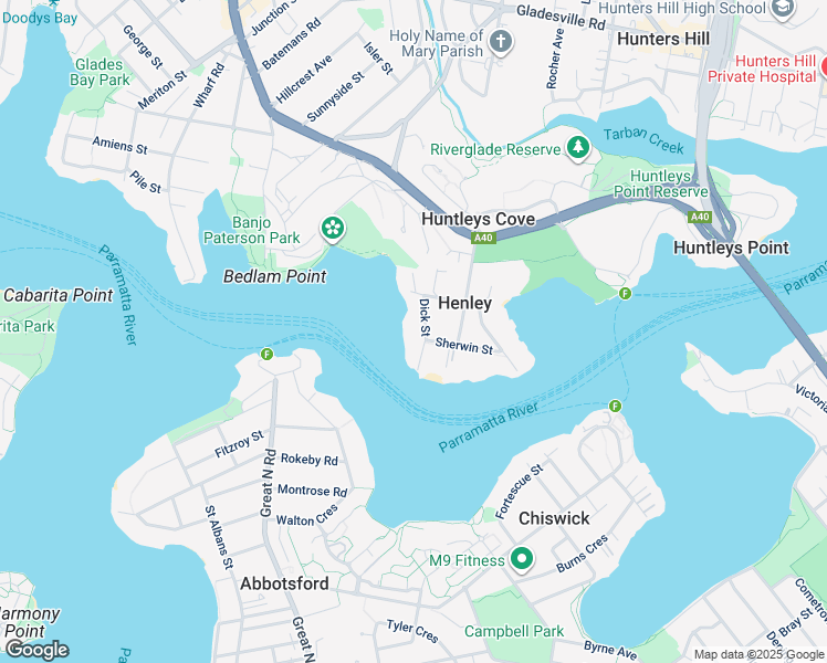 map of restaurants, bars, coffee shops, grocery stores, and more near 19 Dick Street in Henley